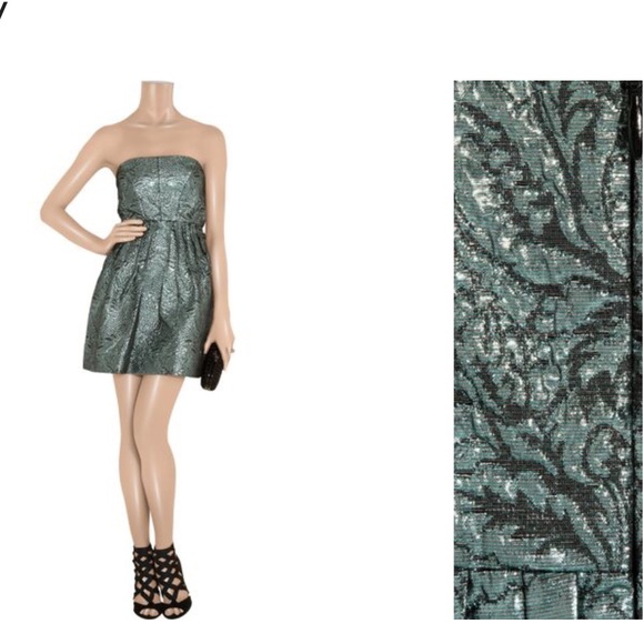 TIBI Metallic Jacquard Strapless Dress - Picture 8 of 8